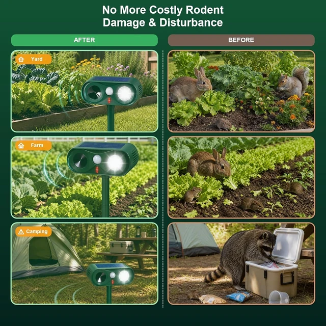 Alt view image 6 of 7 - 2-Pack Enhanced Solar Ultrasonic Animal Repellent for Outdoor Yard
