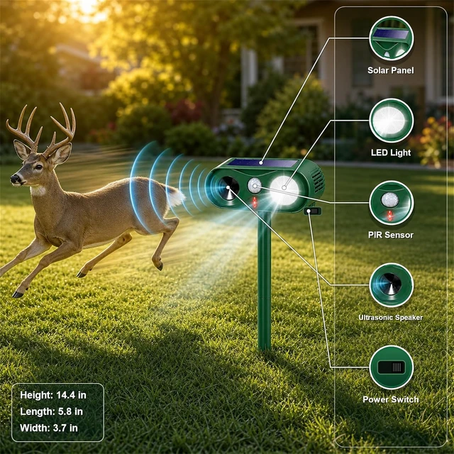 Alt view image 7 of 7 - 2-Pack Enhanced Solar Ultrasonic Animal Repellent for Outdoor Yard