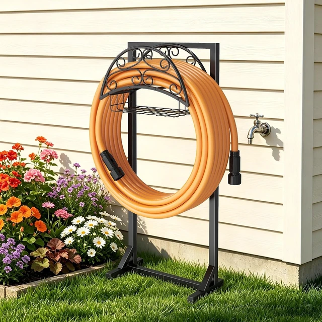 Alt view image 2 of 7 - Rustproof Garden Hose Holder Reel for Outside