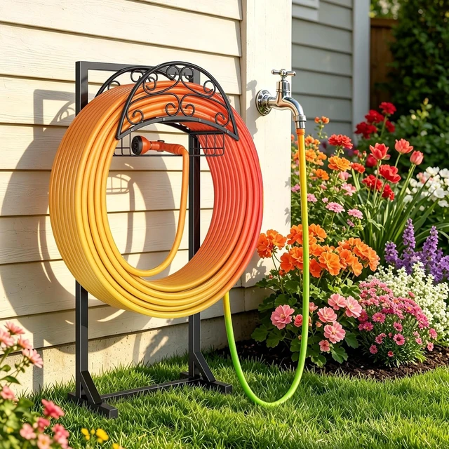 Alt view image 7 of 7 - Rustproof Garden Hose Holder Reel for Outside