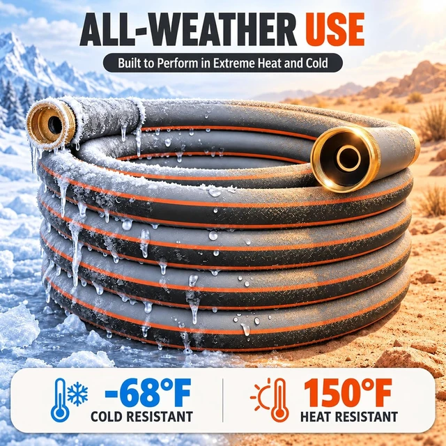 Alt view image 5 of 7 - 100FT 1/2" Non-Expandable Lightweight Hybrid Garden Hose with Solid Brass Fittings, Flexible, Tangle & Leak Resistant for Backyard, Garden, Car Washing & Outdoor Use