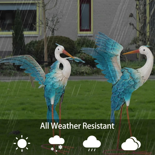 Alt view image 4 of 7 - Blue Heron Crane Metal Garden Statue