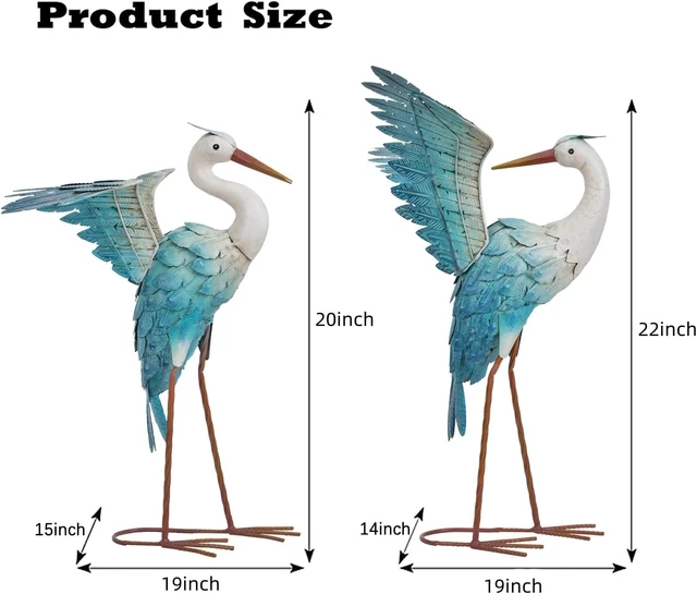 Alt view image 3 of 7 - Blue Heron Crane Metal Garden Statue