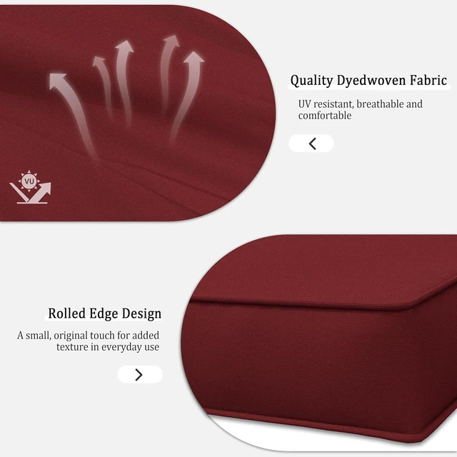 Alt view image 3 of 6 - 14 Pcs Waterproof Outdoor Patio Cushion Covers with Zippers, Non-Slip Replaceable Furniture Covers in 3 Sizes for Backyard & Garden, Burgundy