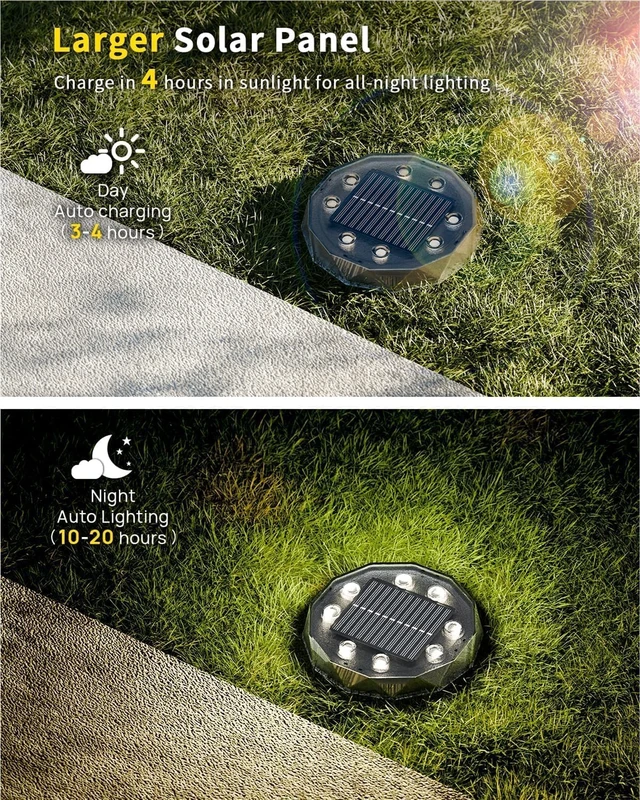 Alt view image 7 of 7 - 14 Pack Color Changing Solar Ground Lights with Remote, Pathway Lights