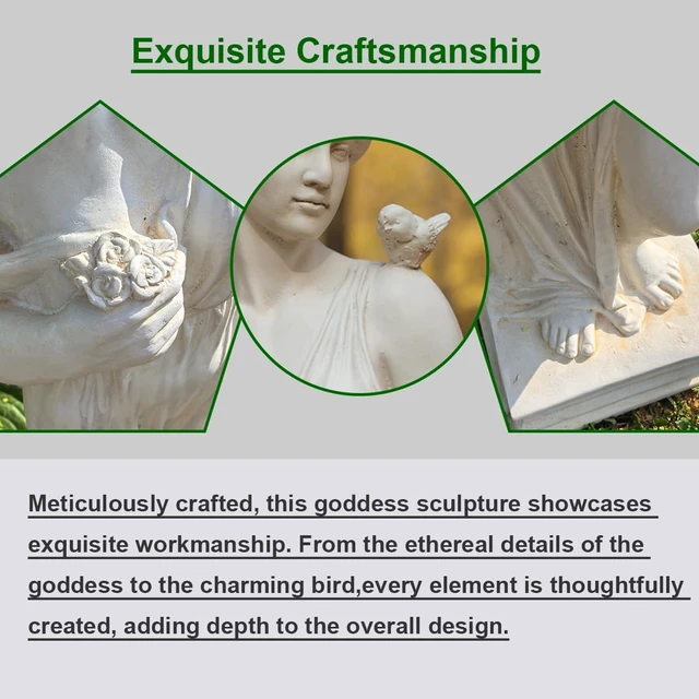 Alt view image 2 of 7 - Nymph Goddess Sculpture, Greek Mythology Roman Style Outdoor Statue for Garden, Patio, Yard, Lawn & Porch, Ivory