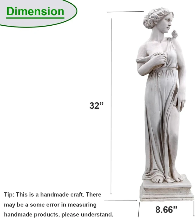 Alt view image 3 of 7 - Nymph Goddess Sculpture, Greek Mythology Roman Style Outdoor Statue for Garden, Patio, Yard, Lawn & Porch, Ivory