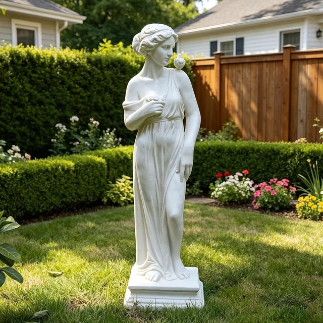 Alt view image 4 of 7 - Nymph Goddess Sculpture, Greek Mythology Roman Style Outdoor Statue for Garden, Patio, Yard, Lawn & Porch, Ivory