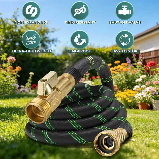 Alt view image 2 of 7 - 75 ft Garden Hose, 2026 Improved Lightweight All-Weather with 10-Function Spray Nozzle, Leak-Free for Yard, Lawn & Outdoor
