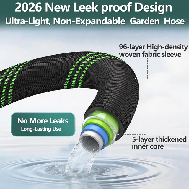 Alt view image 3 of 7 - 75 ft Garden Hose, 2026 Improved Lightweight All-Weather with 10-Function Spray Nozzle, Leak-Free for Yard, Lawn & Outdoor