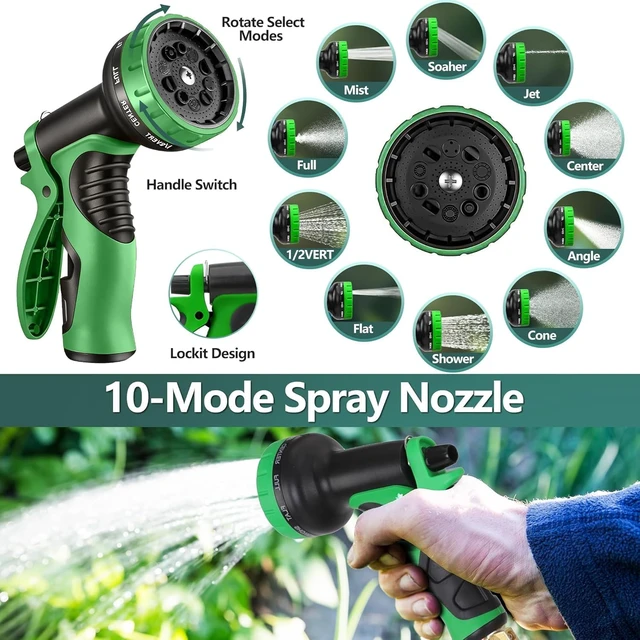 Alt view image 5 of 7 - 75 ft Garden Hose, 2026 Improved Lightweight All-Weather with 10-Function Spray Nozzle, Leak-Free for Yard, Lawn & Outdoor