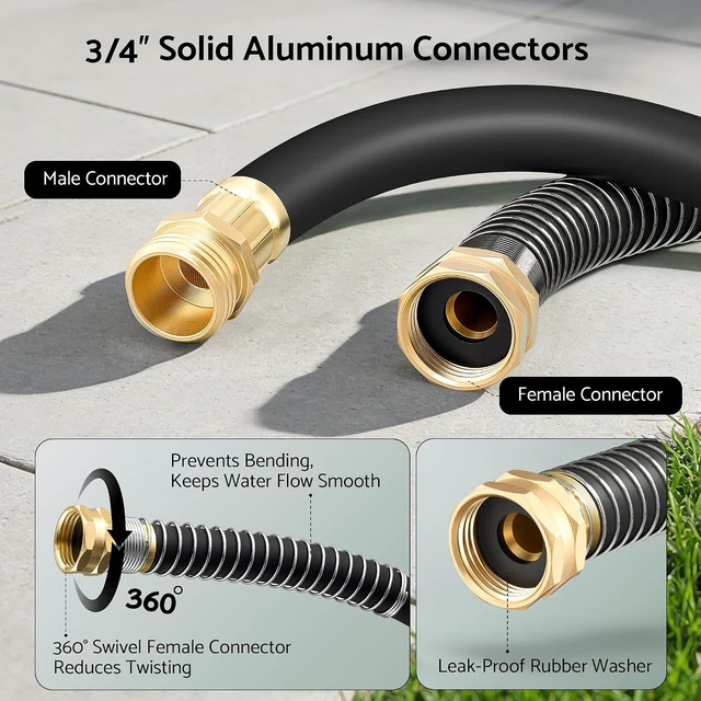 Alt view image 3 of 7 - Heavy Duty 30 ft x 5/8" 5-Layer Hybrid Garden Hose