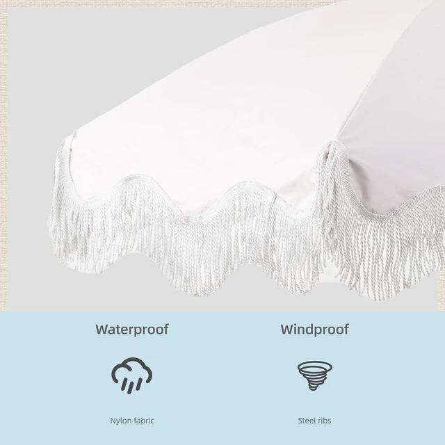 Alt view image 3 of 7 - 6.5FT Boho Fringe Outdoor Patio Umbrella, Beach