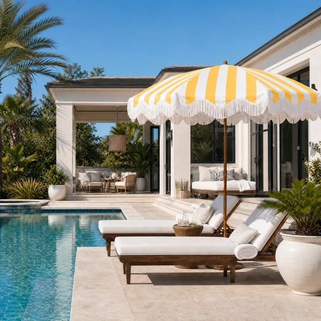 Alt view image 6 of 7 - 6.5FT Boho Fringe Outdoor Patio Umbrella, Beach