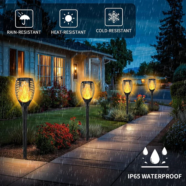 Alt view image 3 of 7 - Upgraded Larger Size Solar Torch Lights with Flickering Flame