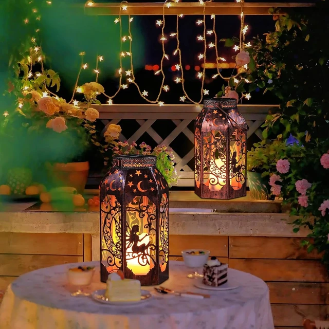Alt view image 3 of 7 - Waterproof Fairy LED Metal Solar Lanterns, Candle Glow