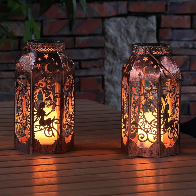 Alt view image 6 of 7 - Waterproof Fairy LED Metal Solar Lanterns, Candle Glow