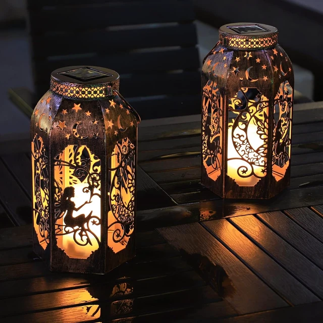 Alt view image 7 of 7 - Waterproof Fairy LED Metal Solar Lanterns, Candle Glow