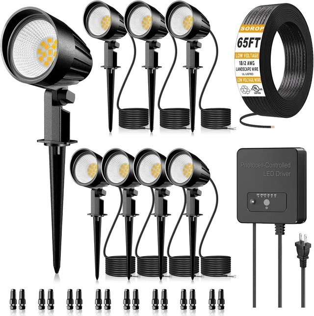 Main image of 8 Pack 12W Low Voltage Landscape Lighting Kit, Outdoor Spotlights for Yard