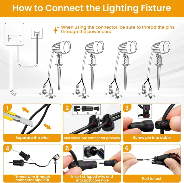 Alt view image 5 of 7 - 8 Pack 12W Low Voltage Landscape Lighting Kit, Outdoor Spotlights for Yard