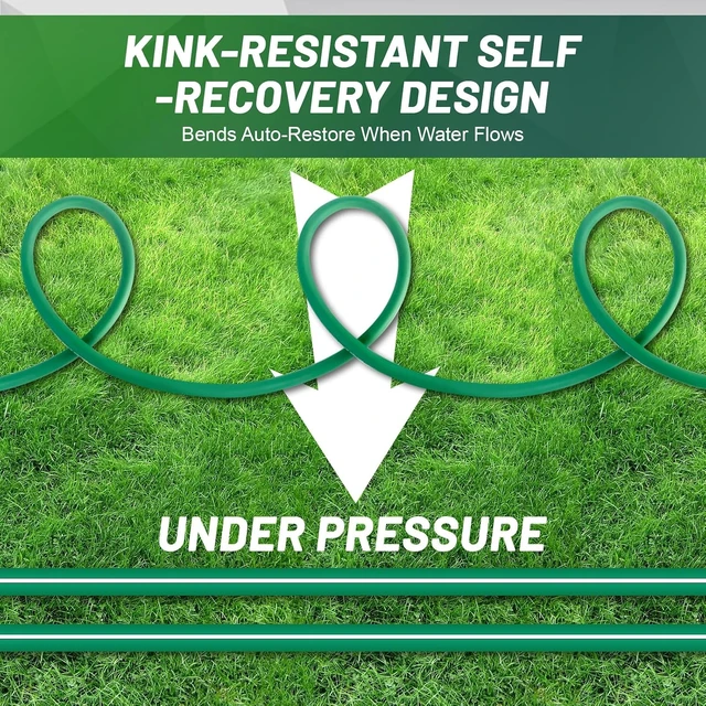 Alt view image 7 of 7 - 75 ft Heavy Duty Garden Hose with Solid Fittings, Flexible, Kinkless & Lightweight for Lawn Watering & Car Washing, Burst 500 Psi (Green, 75 FT)