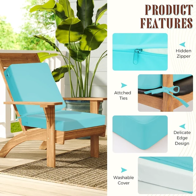 Alt view image 2 of 7 - 19x19 Inch Outdoor Deep Seat Patio Couch Cushion Set, Teal