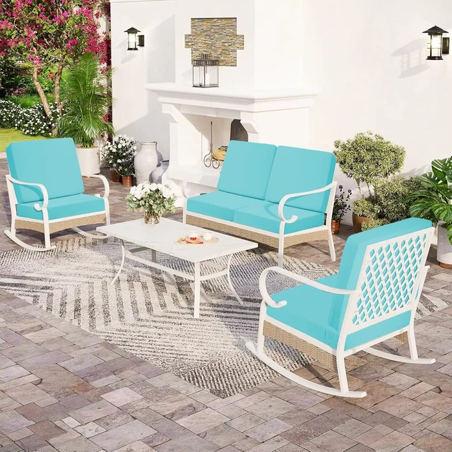 Alt view image 7 of 7 - 19x19 Inch Outdoor Deep Seat Patio Couch Cushion Set, Teal