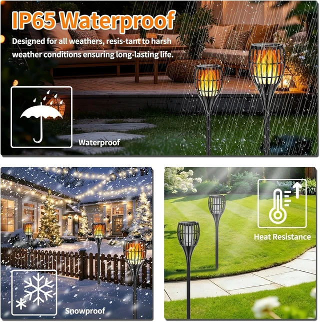 Alt view image 4 of 7 - 43" Larger Solar Torch Lights with Flickering Flame, Waterproof Outdoor for Garden, Path & Yard (4 Pack)