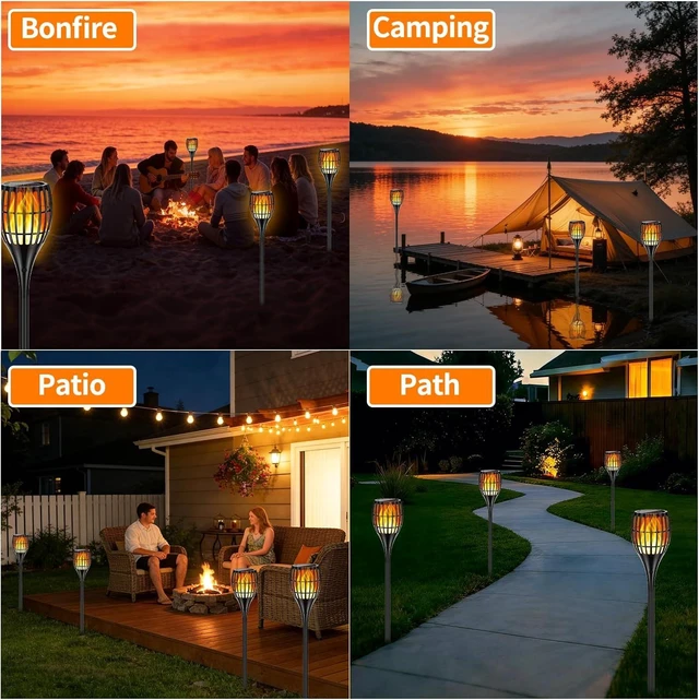 Alt view image 6 of 7 - 43" Larger Solar Torch Lights with Flickering Flame, Waterproof Outdoor for Garden, Path & Yard (4 Pack)