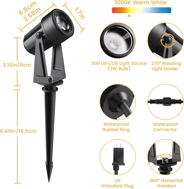 Alt view image 2 of 7 - 10 Pack Low Voltage Landscape Lighting with Transformer, Outdoor