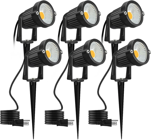 Main image of 6 Pack 5W Landscape Lighting, 120V Plug-in Outdoor Spotlights