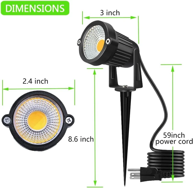 Alt view image 3 of 7 - 6 Pack 5W Landscape Lighting, 120V Plug-in Outdoor Spotlights