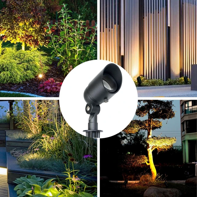 Alt view image 7 of 7 - ® 4W Landscape Lighting, 12V Low Voltage Spotlights, Warm White Waterproof Outdoor with Replaceable LED Bulb for Garden, Lawn, Porch, Patio & Yard (Black, 2-Pack)