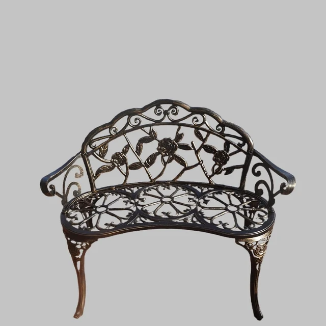 Alt view image 6 of 6 - Metal Aluminum Rose Garden Bench for Porch, Park, Balcony & Outdoor (Bronzed)