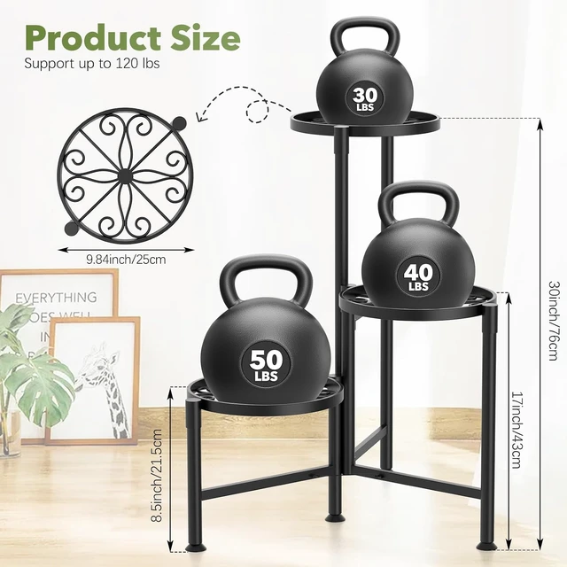 Alt view image 2 of 7 - 3-Tier Metal Corner Plant Stand with 10 Inch Wide Trays, Indoor/Outdoor, Black