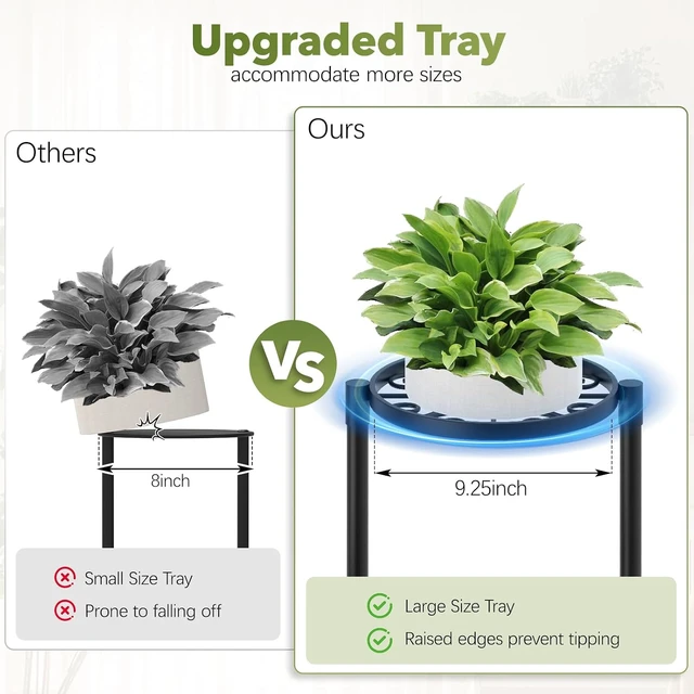 Alt view image 4 of 7 - 3-Tier Metal Corner Plant Stand with 10 Inch Wide Trays, Indoor/Outdoor, Black