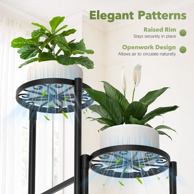 Alt view image 5 of 7 - 3-Tier Metal Corner Plant Stand with 10 Inch Wide Trays, Indoor/Outdoor, Black