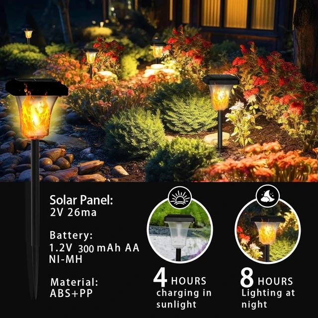 Alt view image 2 of 7 - LED Solar Torch Lights with Flickering Flame, Outdoor