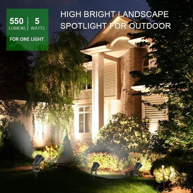 Alt view image 5 of 7 - 6 Pack 5W Landscape Lighting, 120V Plug-in Outdoor Spotlights