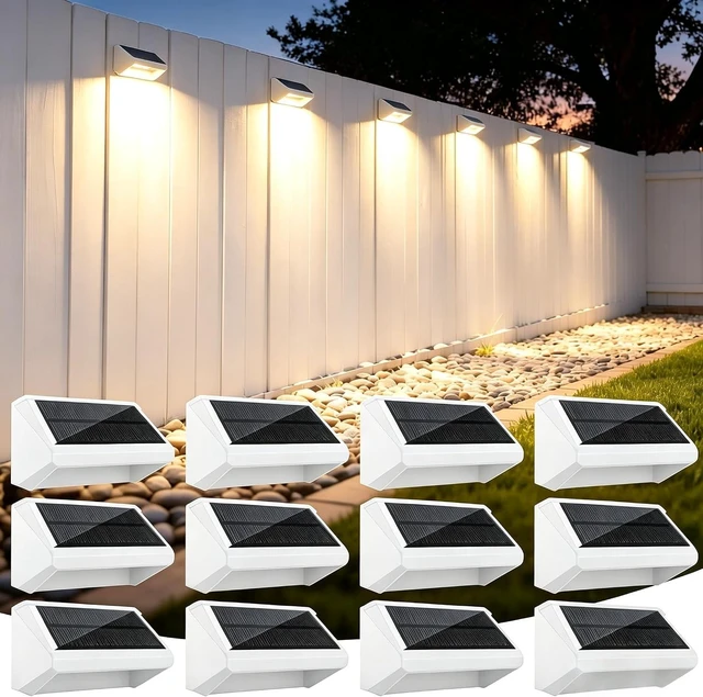 Main image of 12 Pack RGB Solar Fence Lights, Outdoor