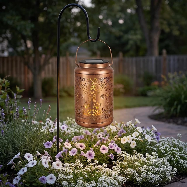 Alt view image 5 of 7 - Solar Cross Lantern with Shepherd Hook Hanging Pole, Religious Decor