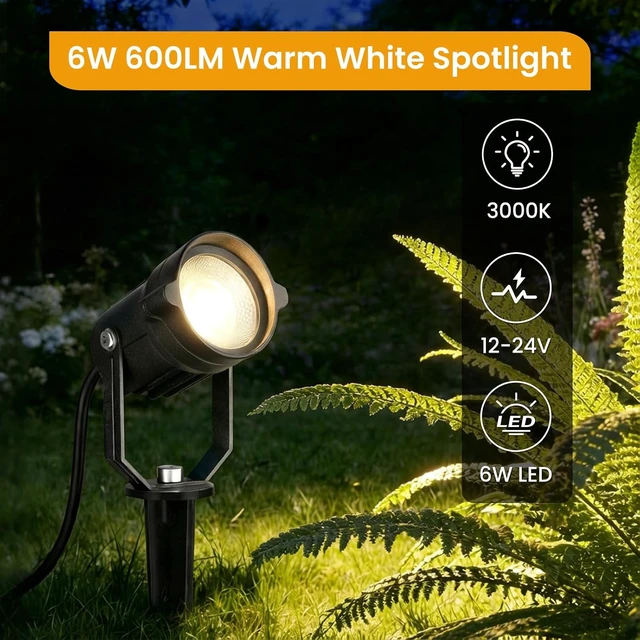 Alt view image 2 of 7 - 8 Pack 6W 3000K Low Voltage Landscape Lighting Kit, Outdoor Spotlights