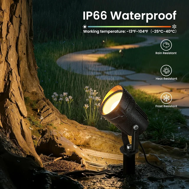 Alt view image 5 of 7 - 8 Pack 6W 3000K Low Voltage Landscape Lighting Kit, Outdoor Spotlights