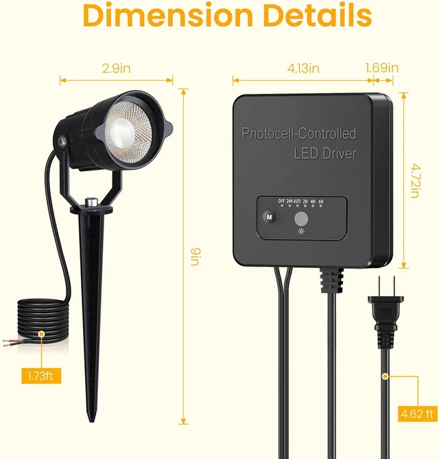 Alt view image 7 of 7 - 8 Pack 6W 3000K Low Voltage Landscape Lighting Kit, Outdoor Spotlights