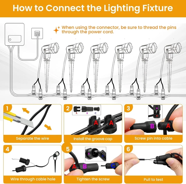 Alt view image 6 of 7 - 8 Pack 6W 3000K Low Voltage Landscape Lighting Kit, Outdoor Spotlights