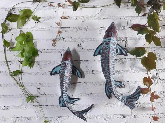 Alt view image 2 of 7 - Antique Copper Koi Fish Garden Statues, Outdoor Yard Art Sculptures