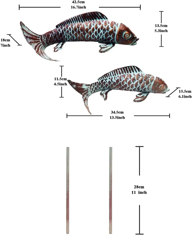 Alt view image 6 of 7 - Antique Copper Koi Fish Garden Statues, Outdoor Yard Art Sculptures