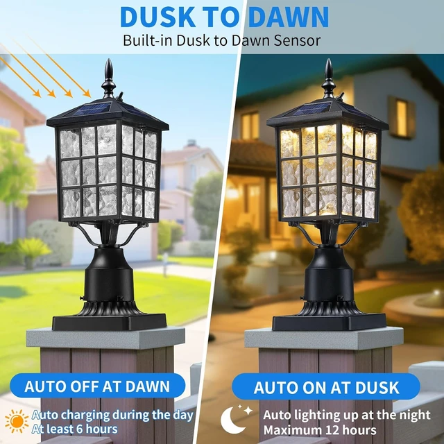 Alt view image 2 of 7 - 16.5" LED Solar Post Light, Dusk to Dawn Lamp Post, 1 Pack