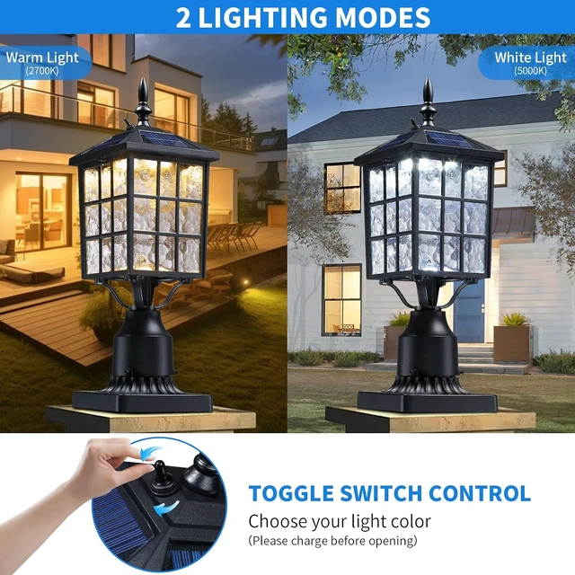 Alt view image 4 of 7 - 16.5" LED Solar Post Light, Dusk to Dawn Lamp Post, 1 Pack