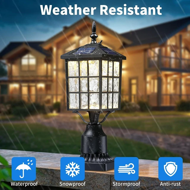 Alt view image 5 of 7 - 16.5" LED Solar Post Light, Dusk to Dawn Lamp Post, 1 Pack